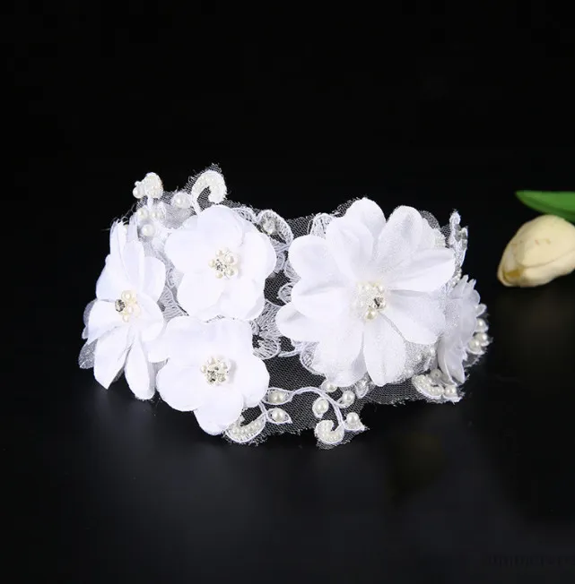 Trendiga blommor pannband tiara stora flickor hår smycken handgjorda pärlor rhinestones bröllop brud hår tillbehör a84922129849