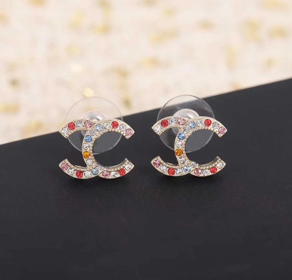 Luxury Quality Stud Earring with Colorful Diamond for Women Wedding Jewelry Gift With Box gratis frakt PS3522