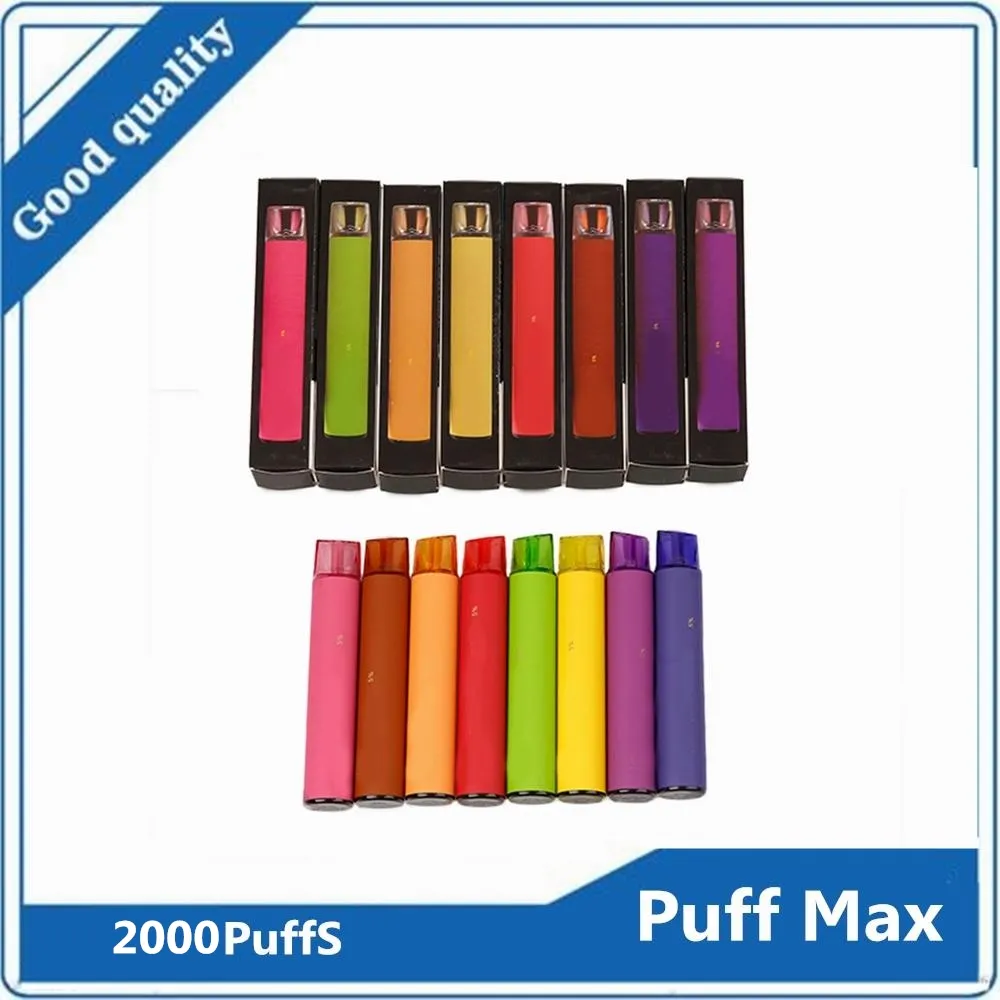 Puff max max cigarettes jetables kit de vape kit 2000 bouffées 5% 1200mAh 8.5ml e cig vs barre d'air lux
