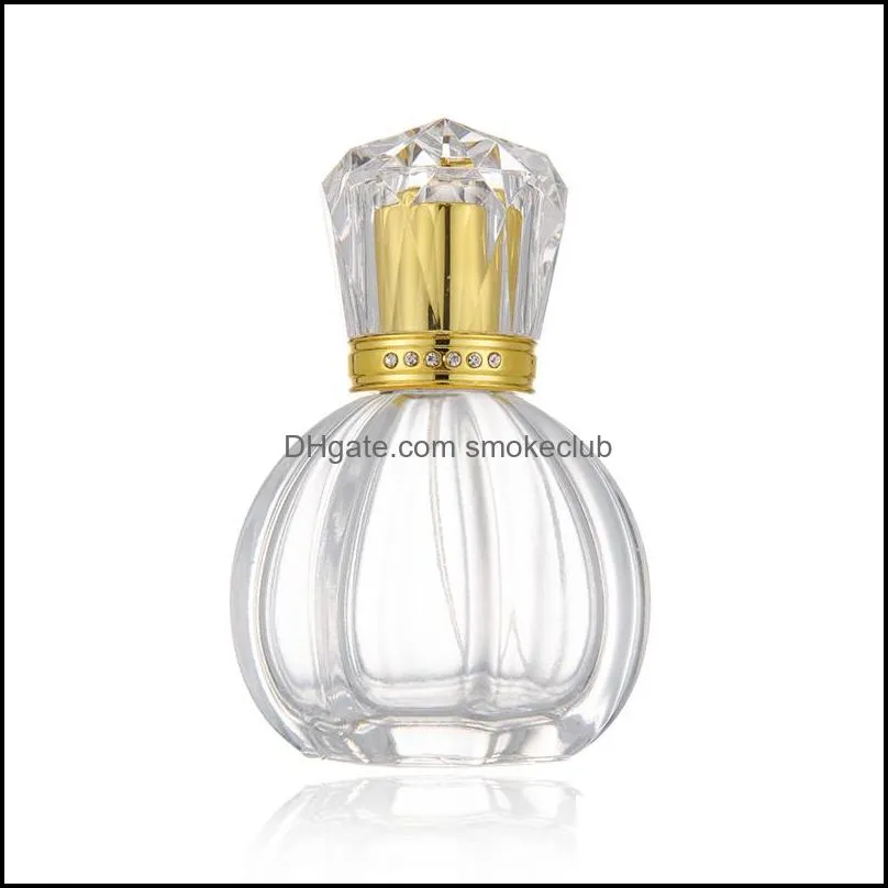 Empty Packing Perfume Bottles Vintage Pumpkin Shape Fragrance Spray Bottle Refillable Crystal Glass Atomizer Fine Mist 50ml 1.7 oz