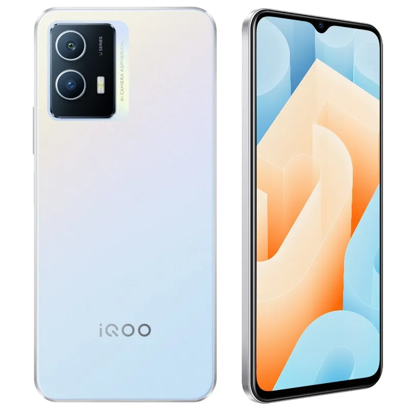 Téléphone portable d'origine Vivo IQOO U5 5G 4 Go de RAM 128 Go de ROM Octa Core Snapdragon 695 Android 6,58 "écran LCD 120 Hz 50MP OTG 5000 mAh identification d'empreintes digitales visage réveil téléphone portable intelligent