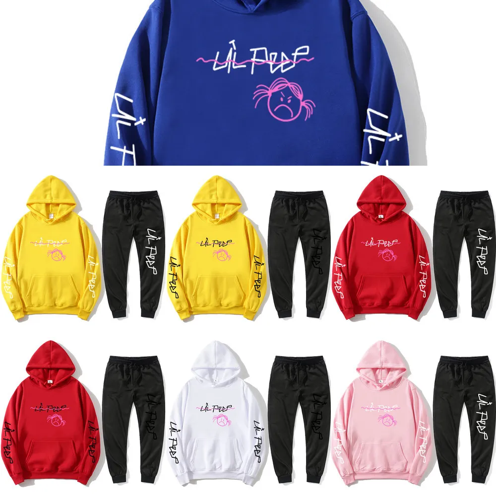 rip lil peep sudadera con capucha cudaders de para Hombre / Mujer Invierno Clido Polar Sudaderas + Pantalones de Trajes Hip Hop X0610