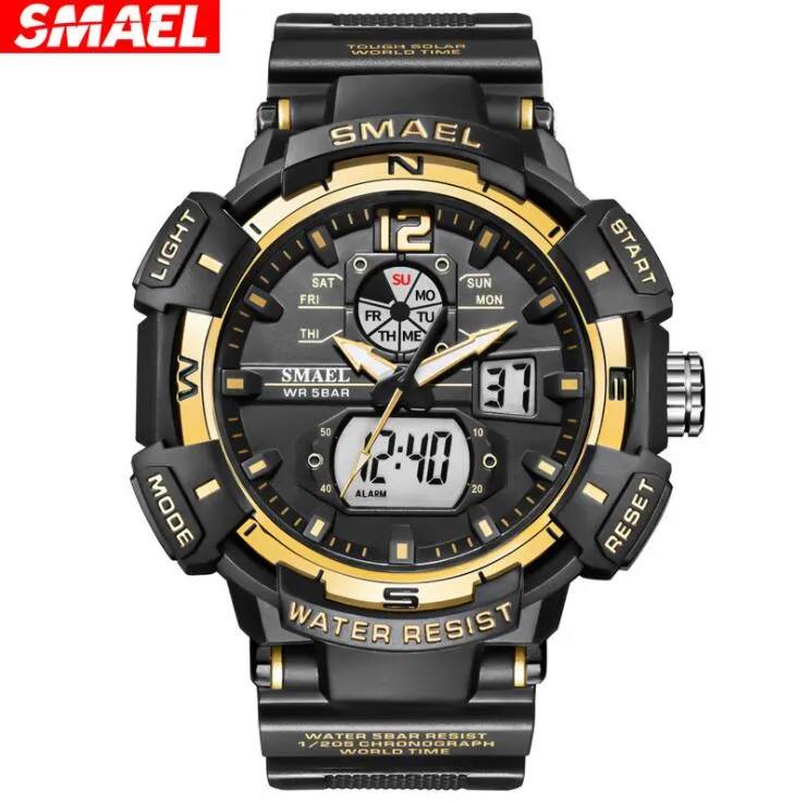 Vendite calde SMAEL 8045 doppio display Orologi Sport luminosi casual studente all'aperto Orologio elettronico maschile Orologio da polso Reloj Hombre 50M Impermeabile