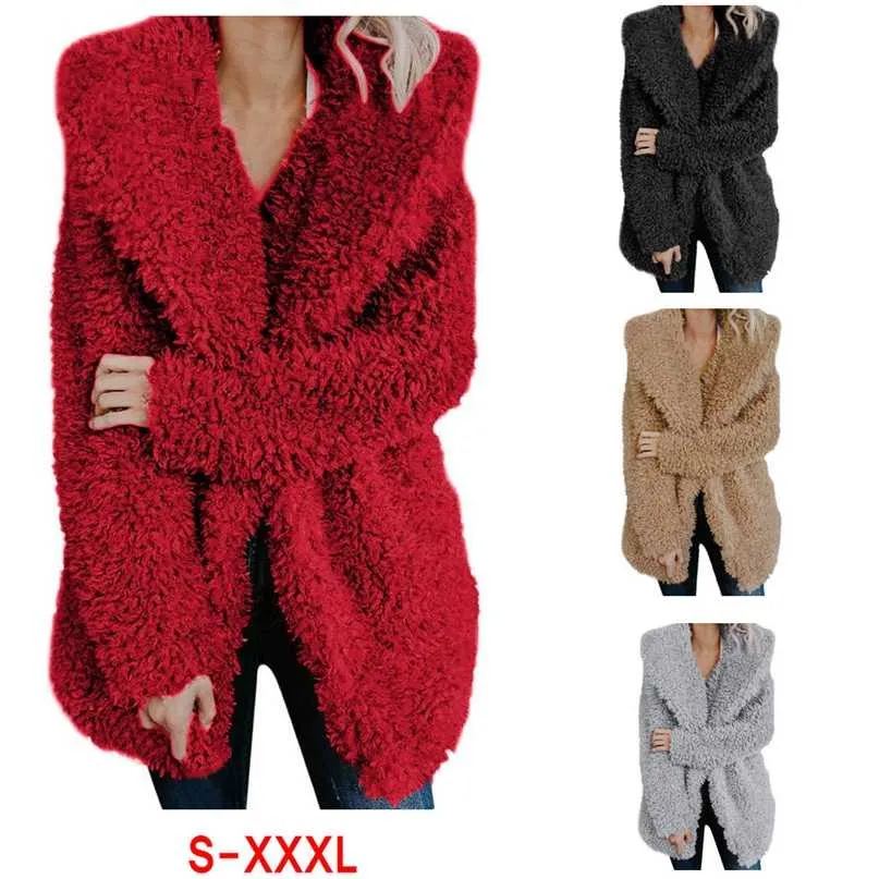 ZOGAA Teddy Coat Kobiety Kurtki zimowe Plus Rozmiar Płaszcz Z Kapturem Ciepłe Włochate Kobiet Płaszcze Z Długim Rękawem Chaqueta Mujer XXXL 211220