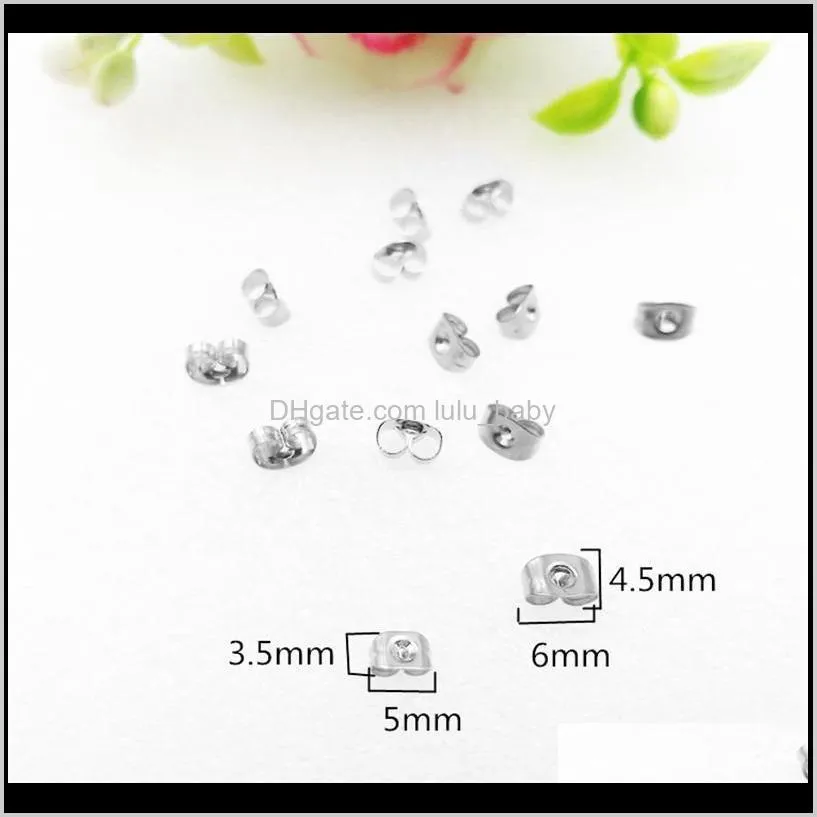 200pcs/lot stainless steel earring back Stopper stud Butterfly Components brincos Jewelry making beads spacer Parts Accessories bijoux