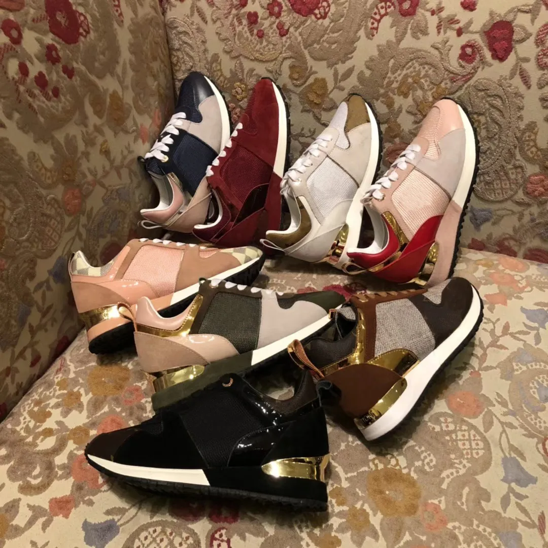 Tasarımcı RUN AWAY Rahat Ayakkabılar Erkek Kadın Buzağı Deri Sneakers Örgü Karışık Renkli Eğitmen Retro Ekleme Stilist Ayakkabı Unisex Sneaker