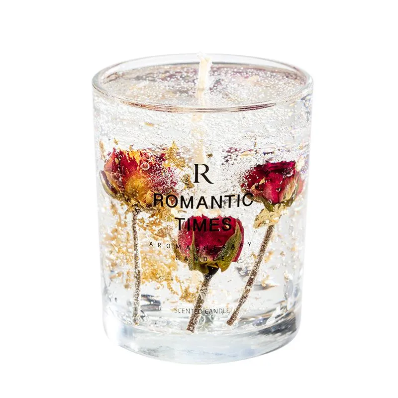 Valentines Day Wedding Romantic Aromatherapy Candles Transparent Gel Wax Essential Oil Aromatherapy Home Decorations 6 Style XD24533