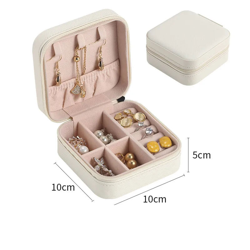 Camada simples jóias portáteis de armazenamento portátil brincos anel PU couro pequeno mini boxs mar frete kkb7504