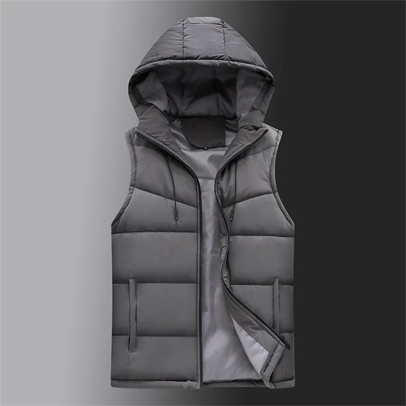 -selling Mens Winter Vest Warm Hooded Vest Men Casual Waistcoat Sleeveless Jackets Men Thicken Parkas 6XL 211120