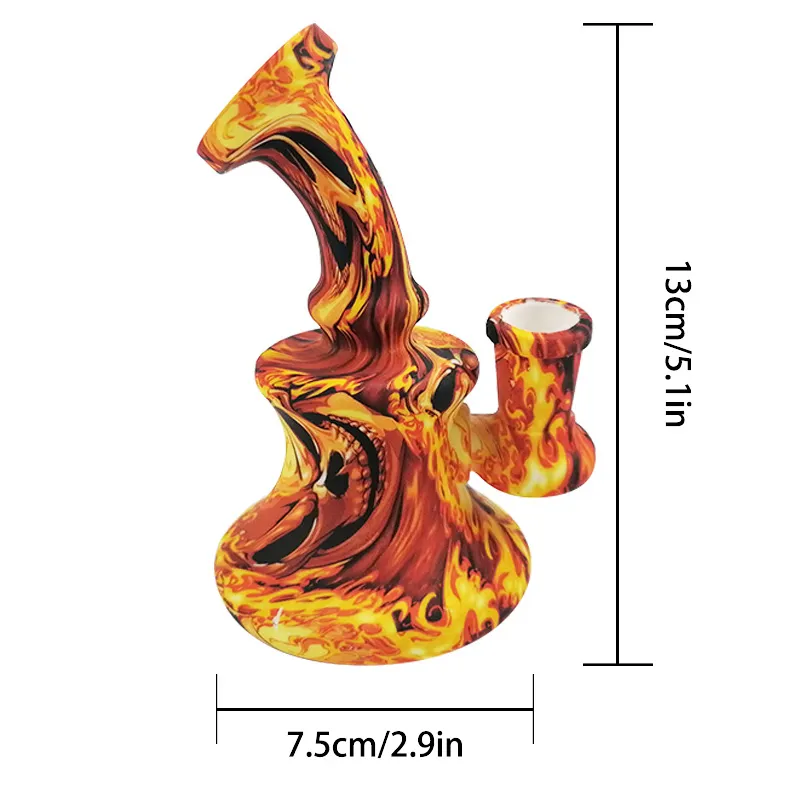 5 cali Mini Silikonowe Bong Drukowanie Kolor Przenośne Rury Wodne Zdejmowane Recykler Bongs Dab Rig dla Palacza