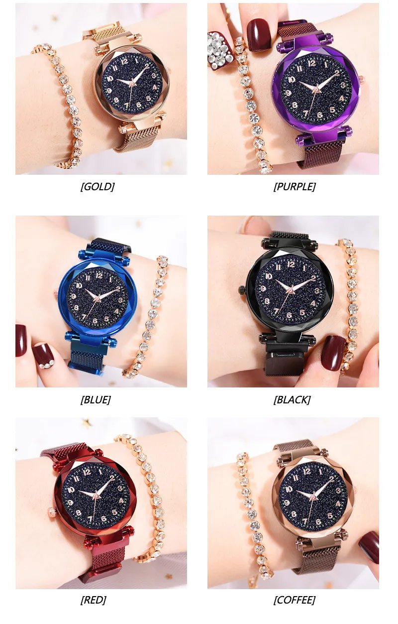 Dames Magnetische Sterren Hemel Klok Luxe Dames Lichtgevende Horloges Mode Diamant Vrouwelijke Quartz Horloges Relogio Feminino Zegarek Damski