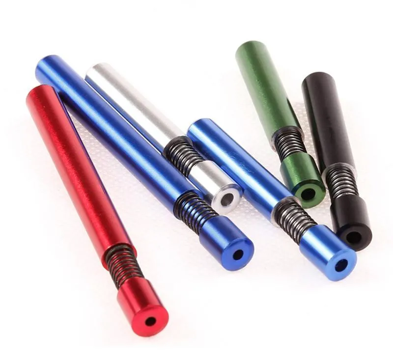 2021 78mm de longueur en métal un frappeur ressort chauves-souris fumer Dugout tuyau filtre conseils en aluminium Snuff Snorter distributeur Tube paille Sniffer