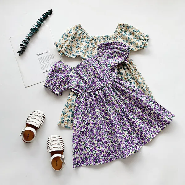 グーポソン夏の花の女の子のドレスリトルガールコスチューム半袖プリンセスドレスvestidosファッション韓国の子供服q0716