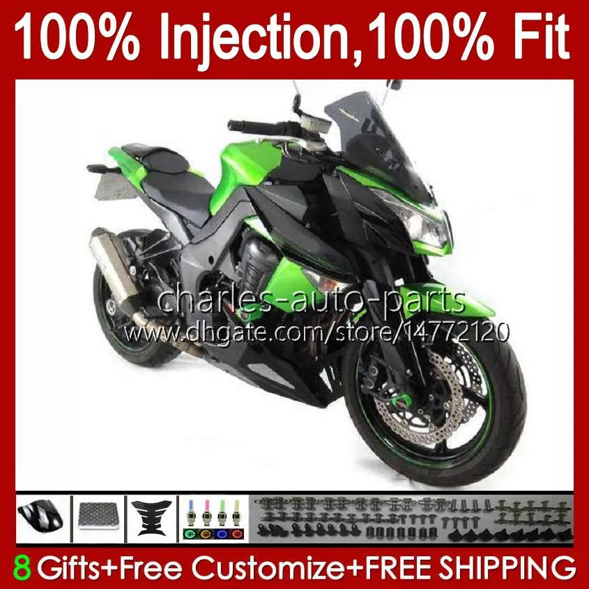 Формуги для инъекций для Kawasaki Ninja Z-1000 Z 1000 R 2010-2013 лет Bodys 15NO.27 Z-1000R Z1000 10 11 12 13 Z1000R 2010 2011 2011 2013 2013 OEM Codework Green Stock