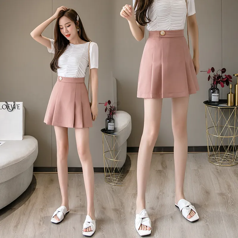 Plus Size Black Pleated Skirt High Waist Mini Skirt, Casual