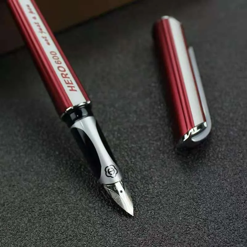 Hero 600 stylo plume stylo à encre en métal plume Fine capuchon argenté papeterie fournitures scolaires de bureau stylos d'écriture d'affaires