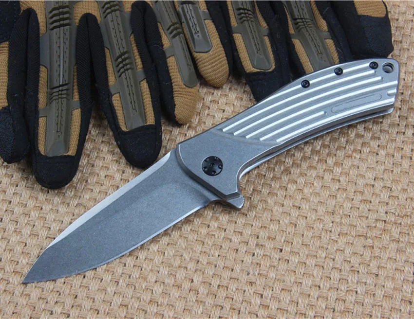 Ny Ankomst Flipper Folding Kniv D2 Stone Wash Drop Point Blade Rostfritt Stål Handtag Kullager Mapp Knivar med Retail Box