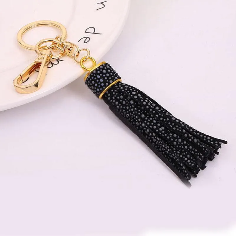Fashion Key Chain Accessories Women Tassel Key Ring Leather Snake Skin Design Car Keychain Jewelry Charm Bag Pendants
