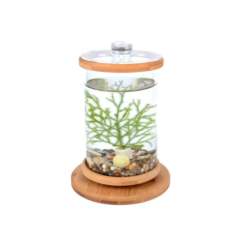 Aquariums Réservoirs Verre Bureau Petit Bureau Créatif Durable Micro-vue Rotative Combat Vide Mini Chambre Trempée Bouteille Écologique