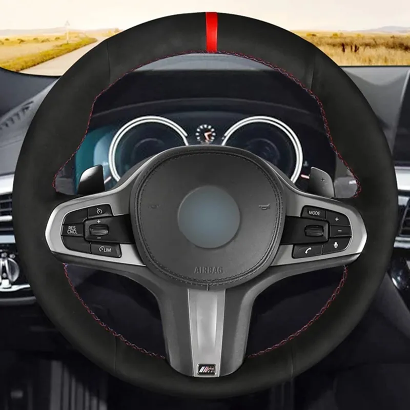 Car Steering Wheel Cover Hand-stitched Soft Black Suede For BMW M Sport G30 G31 G32 G20 G21 G14 G15 G16 X3 G01 X4 G02 X5 G05267D