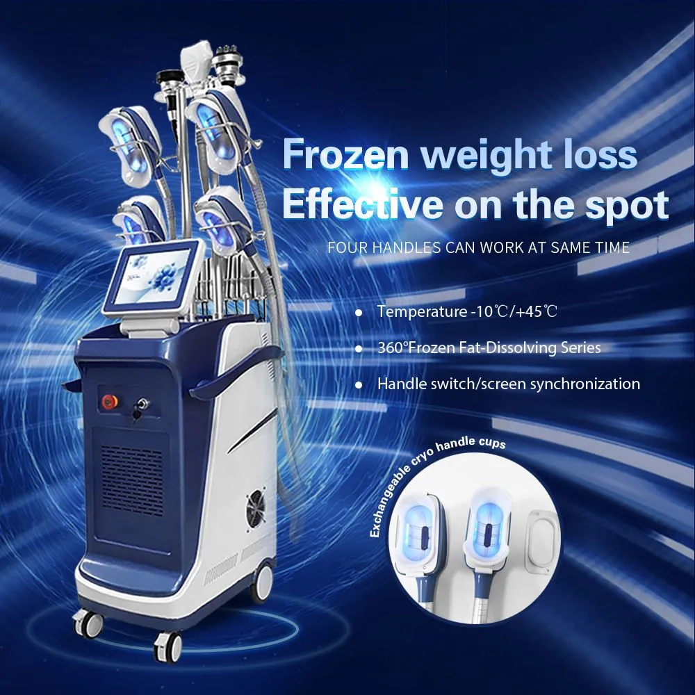 Multifunktionell 5 i 1 360 graders cyrokroppsformning Lipo Laser 40K Cavitation RF Cool Tech Criolipolisis Slimming Cool Sculption Fat frysande cryolipolysmaskin