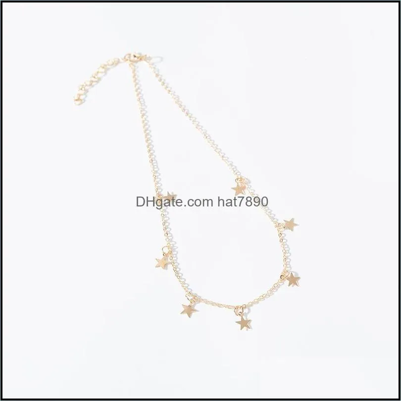 Summer Bohemia Style Gold Silver Color Star Moon Necklace Women Boho Pendants Choker Jewelry Epacket