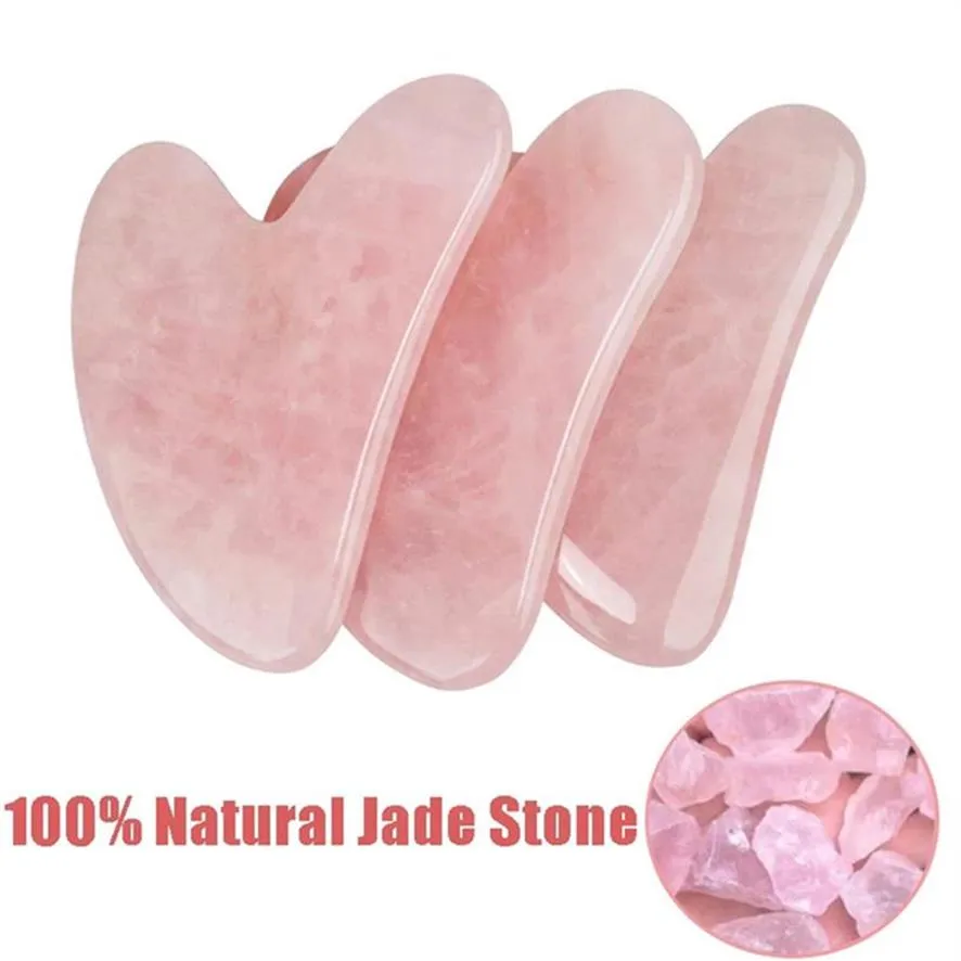Natuurlijke Jade Gua Sha Scraper Board Stone Massage Rose Quartz Jade Guasha voor Face Neck Skin Lifting Rimpel Remover Beauty Care191229Q