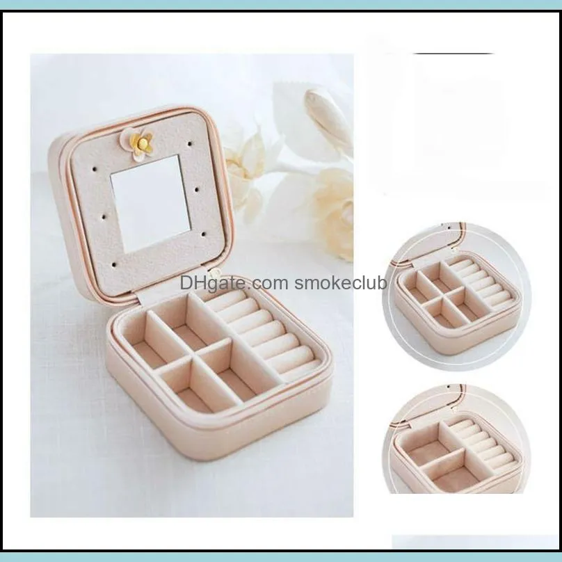 Portable small Travel Jewelry Organizer Travel Jewelry Box PU Leather Earring Ring Necklace Accessories Holder Storage Boxes with