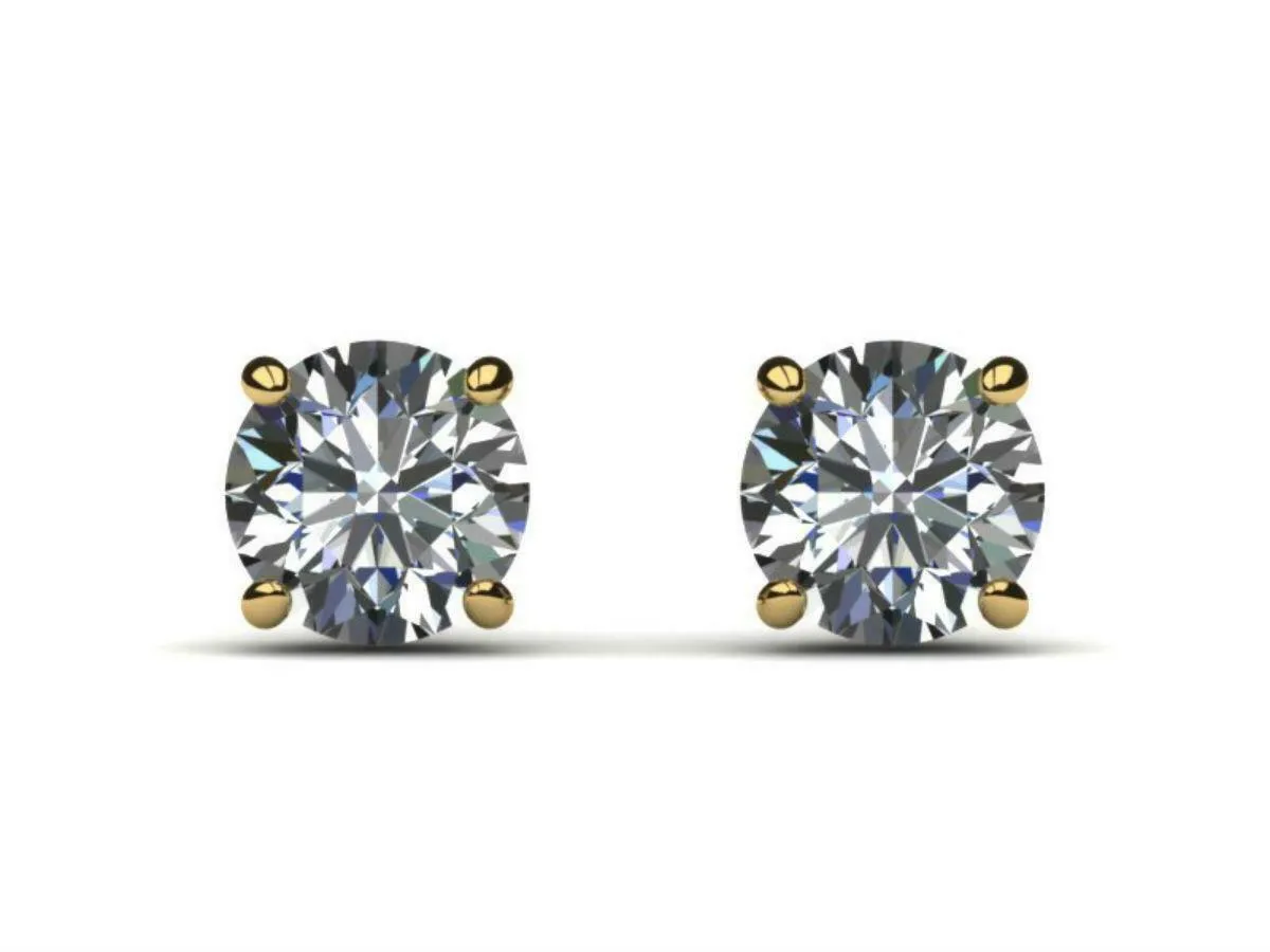 Aniversário Lad Diamond Stud Brincos Amazing 2.00 CT Rodada D VS1 14K Amarelo Banhado A Ouro