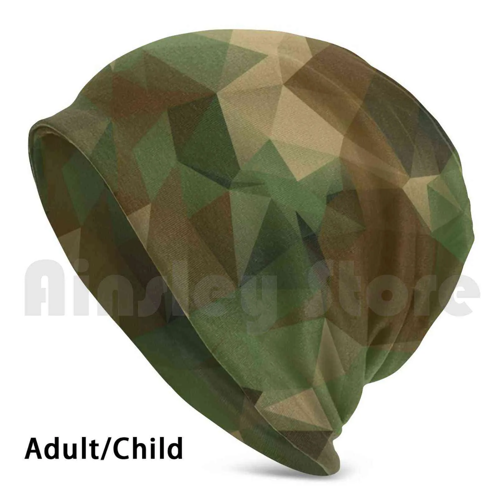 Polygone Camouflage Bonnets Tricot Chapeau 1605 Bonnets Imprimer Polygone Camouflage Camo Low Poly Abstrait Camo Motif Y21111