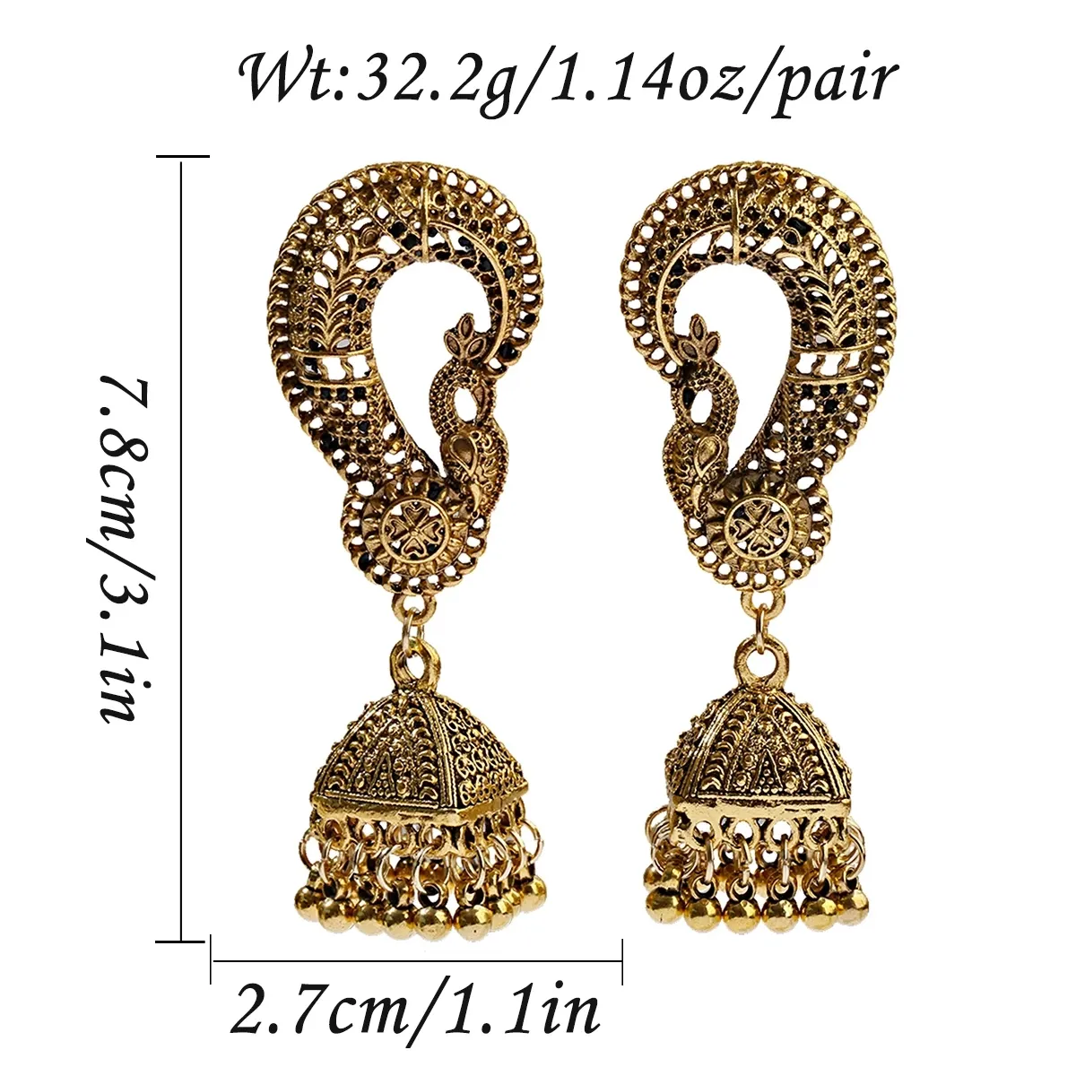 Etnische Vintage Vrouwen Geometrische Turkse Jhumka Oorbellen Indiase Sieraden Zilveren Kleur Bell Kwastje Bungelende Oorbellen
