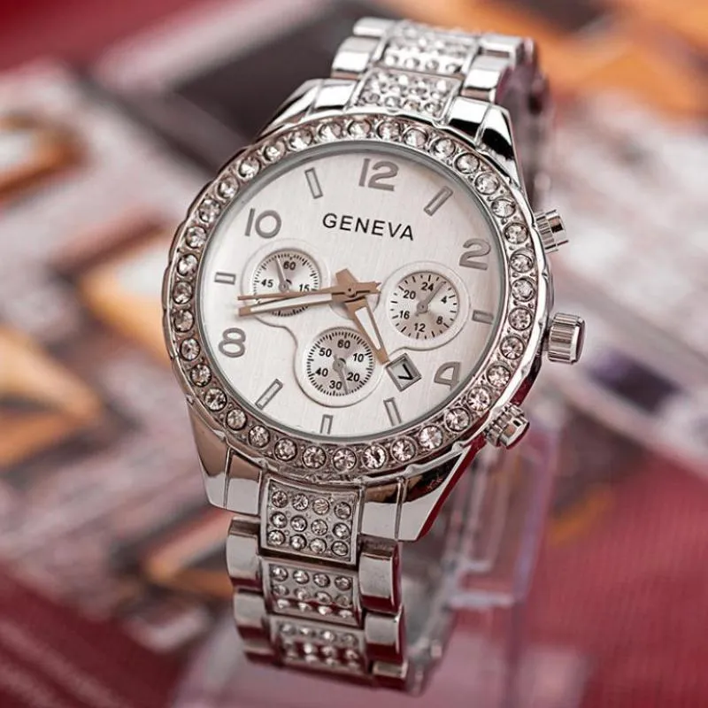 Relojes De Pulsera De Lujo De Cristal Para Mujer Relojes De Oro