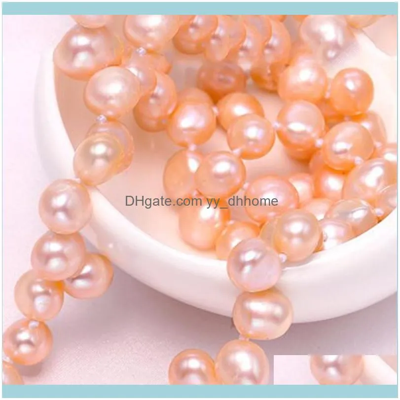 Swell6-8MM Natural Pearl Necklace Porcelain Accesorios Mujer Baroque White Pink Freshwater Beaded Collier Chokers