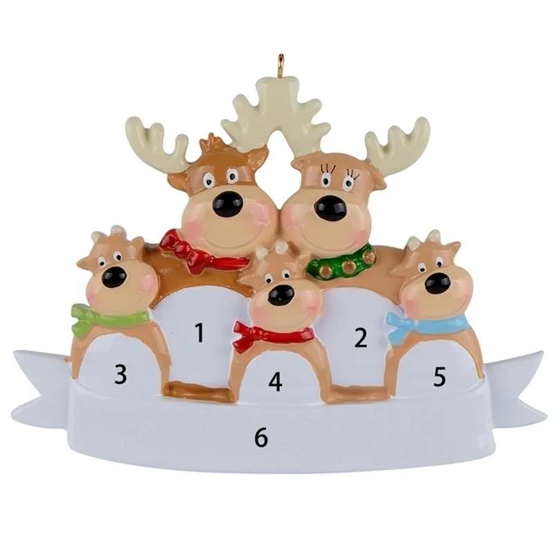Семейство оленей из 5 смол, висит персонализированные рождественские украшения, как для отдыха или новогодних подарков или украшения дома 201017