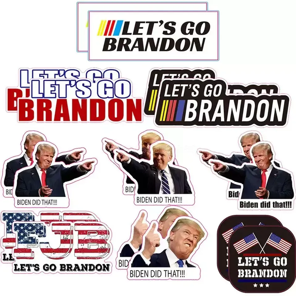 Allons-y Brandon Drapeaux Autocollant Pour Voiture Trump Prank Biden PVC Autocollants 2022 FY3364