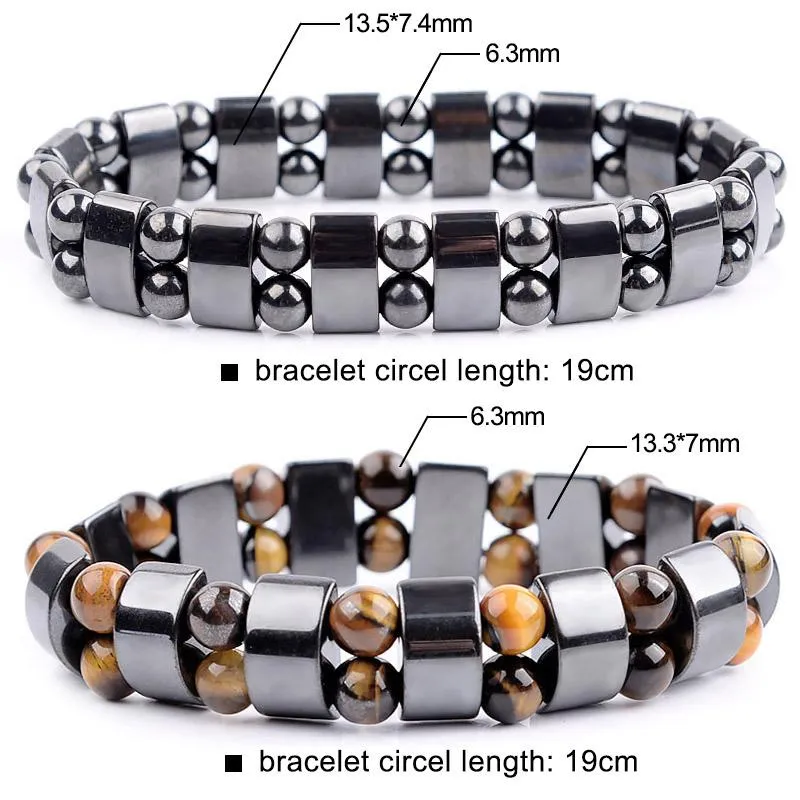 Bangle Nature Yellow Tiger Eye Hematite Beads Armband Therapy Health Care Magnet Men's Jewelry Charm Bangles Gifts For Man205n