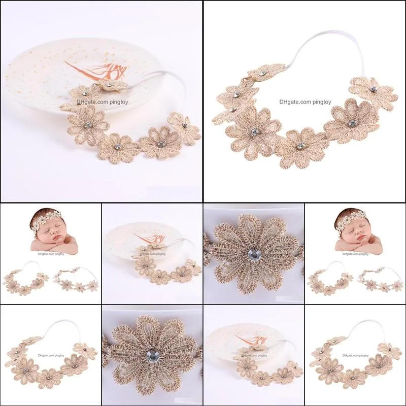 Baby Shower Headband Infant Girls Beautiful Linen Sunflower Headband Stretchable Birthday Party Family Photo Hairband
