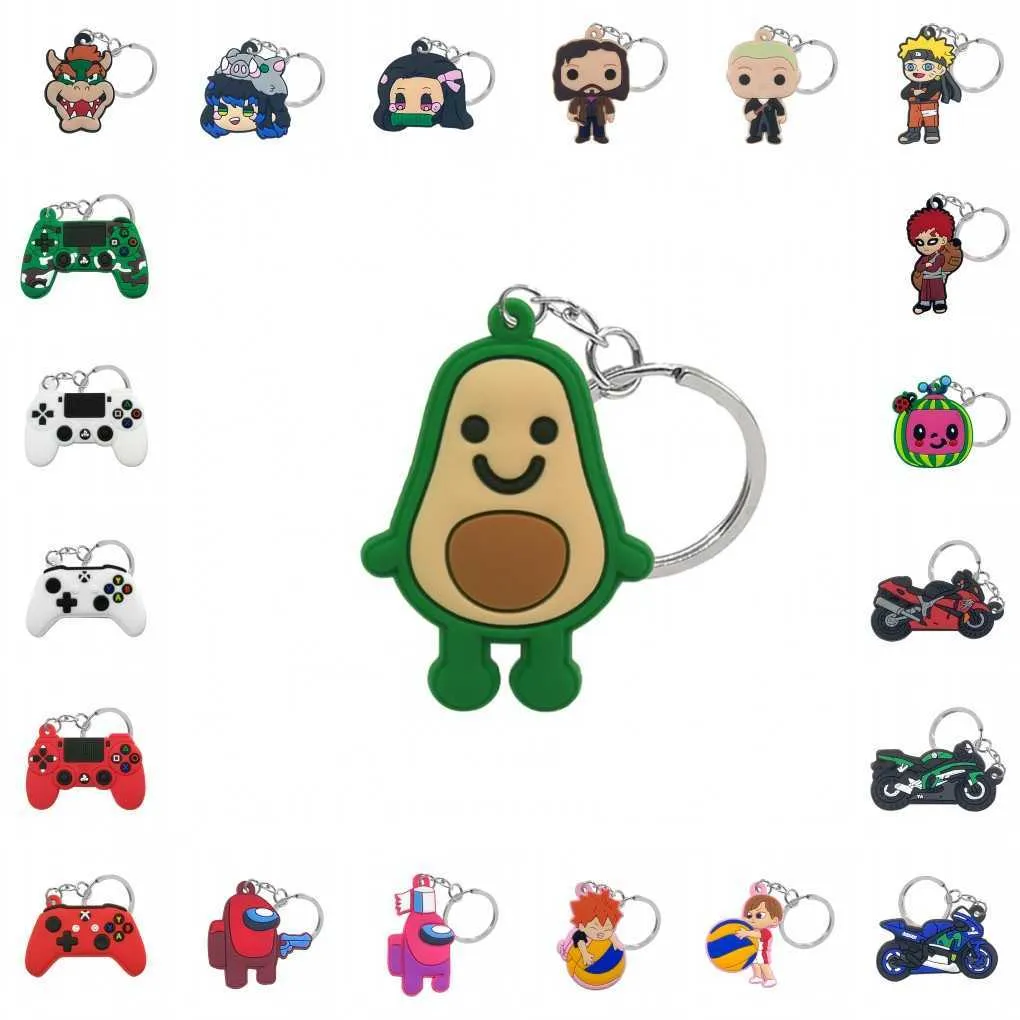 Cartoon PVC Figure Keychain Set with LED Flashlight Silver-Plated Metal ...