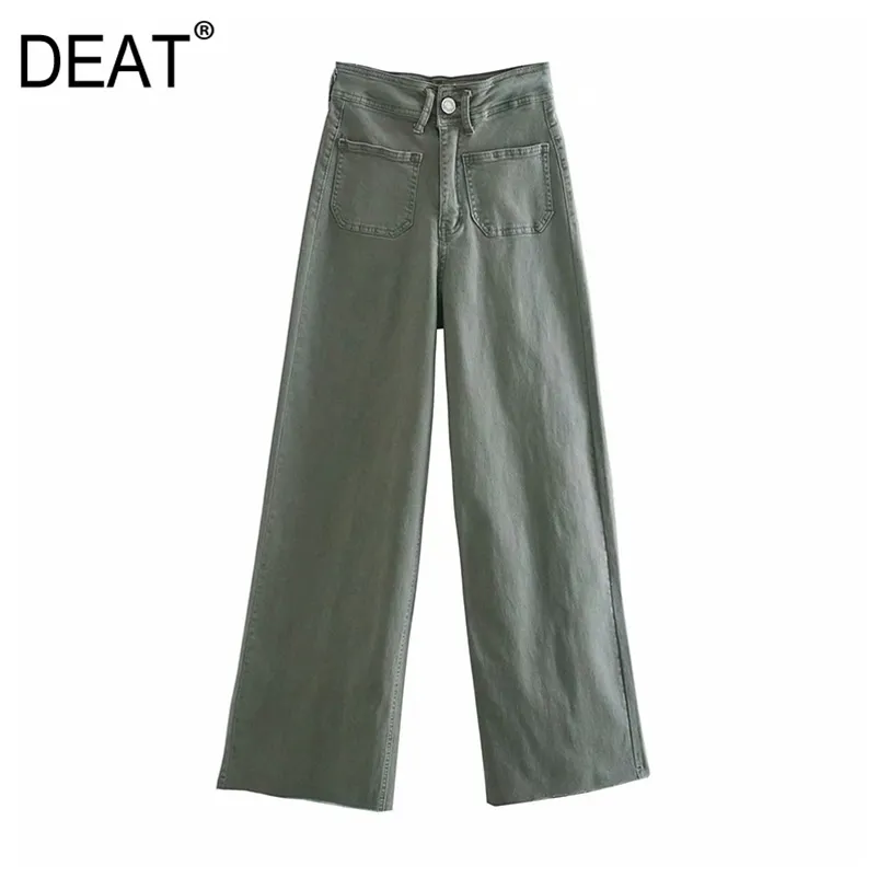[DEAT] printemps automne mode taille haute couleur unie lâche Style Simple femmes pantalon large 13W877 210527