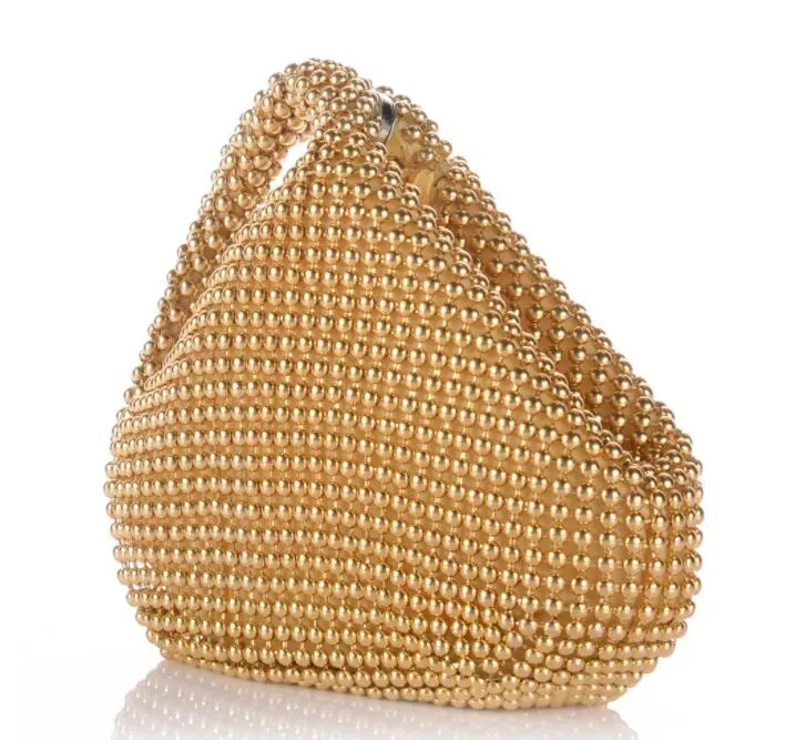 HBP Golden Diamond Clutch Evening Bags Chic Pearl Round Shoulder Bags For Women 2020 New Luxury Handbags Wedding Party Clutch Purse qq001