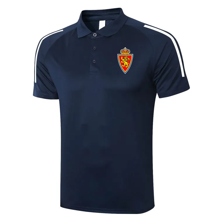 2021 Real Zaragoza Polo Shirt Fotbollsträning Polos Sport Tröjor Vuxen Fotboll Kortärmad Polos Sommar T-shirt Kläder Mäns Polos