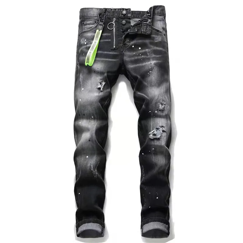 Jeans pour hommes Designer Jeans Pantalons Lin Distressed Ripped Biker Fit Moto Denim