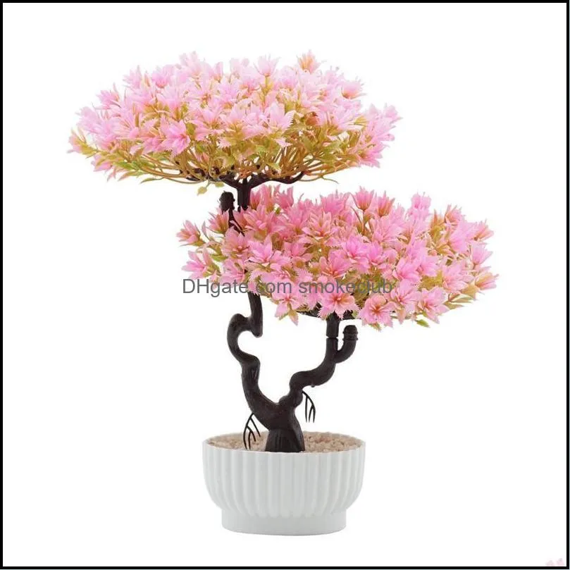 Decorative Flowers & Wreaths Artificial Welcoming Pine Bonsai Simulation And Fake Green Pot Plants Home Decor