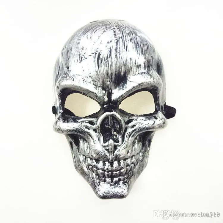 Halloween Adulti Maschera teschio Fantasma di plastica Maschera horror Oro argento Maschere viso teschio Unisex Maschere per feste in maschera di Halloween Prop XVT0943