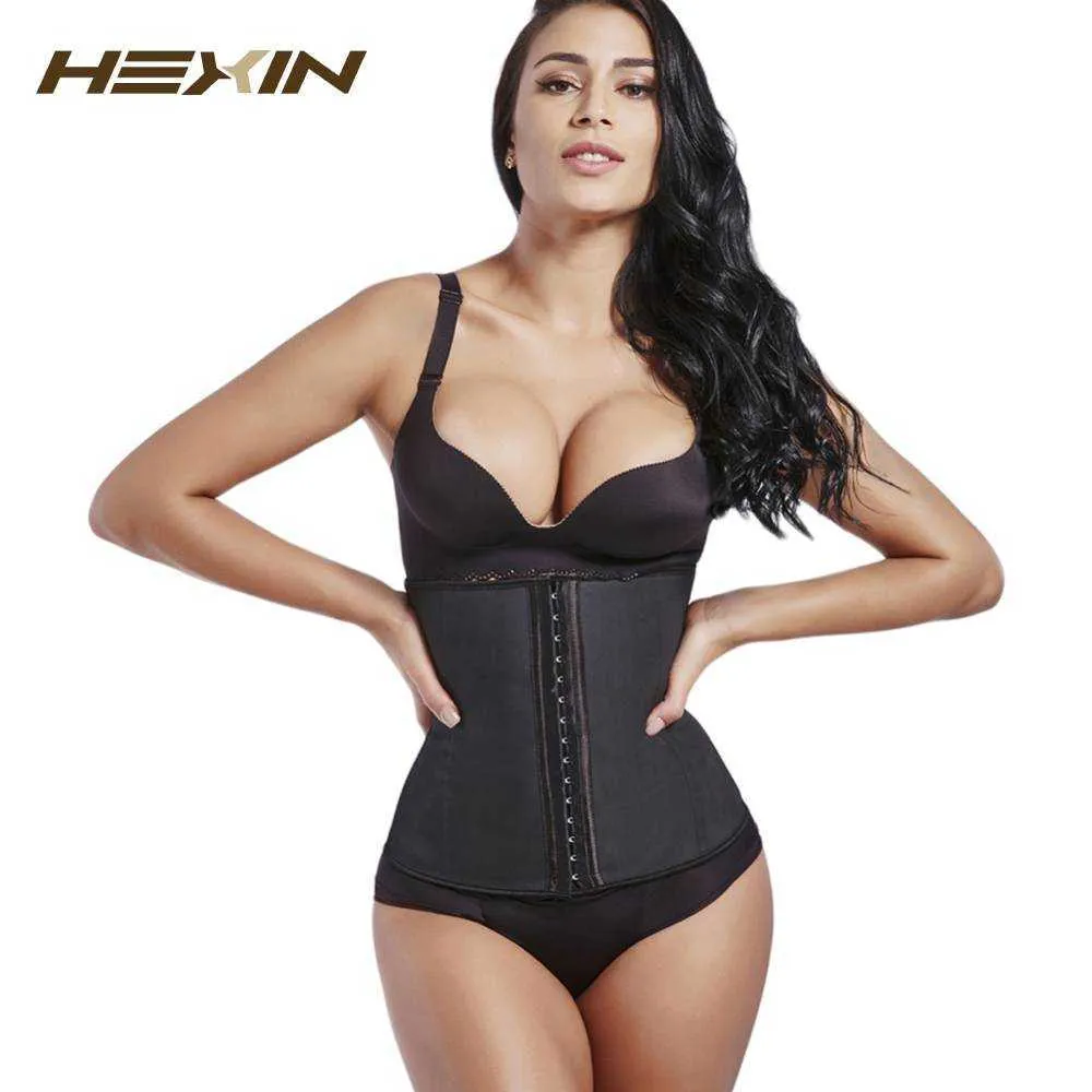 Hexin Big Rabat! 9 Stalowa gorset boned 100% Latex Waist Trener Dla Kobiet Lateksowy Talii Cincher Pas Body Shaper Women Shapewear X0713