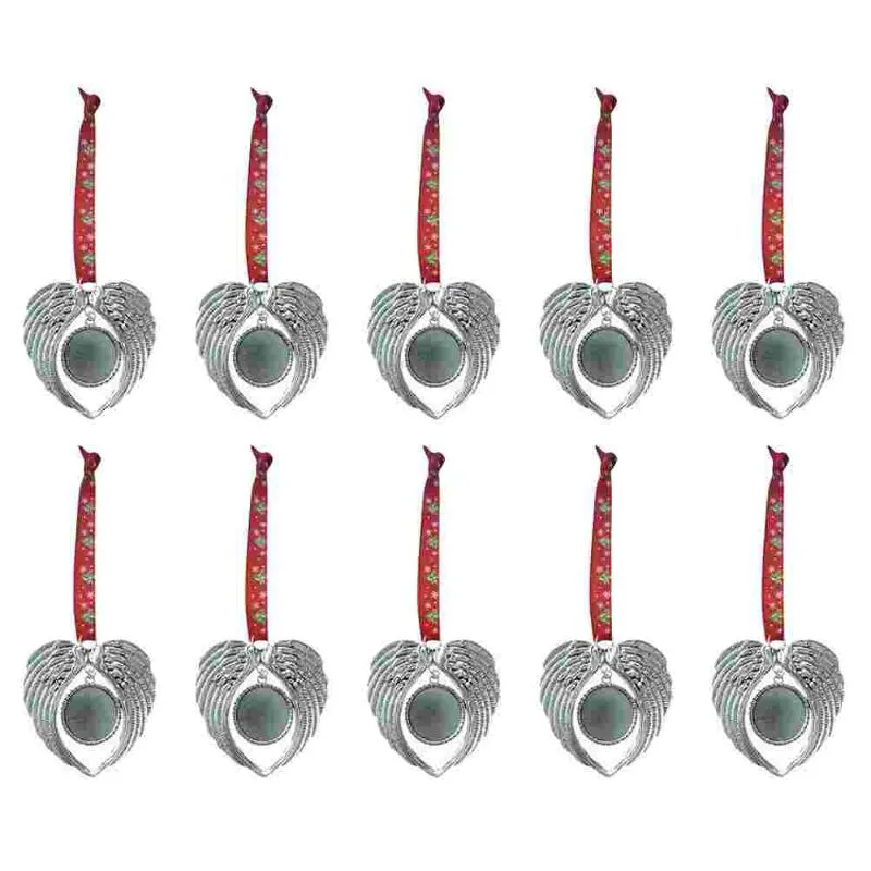 Christmas Decorations 10Pcs Angel Wing Shaped Pendents Tree Ornaments Heart Shape DIY Pendant