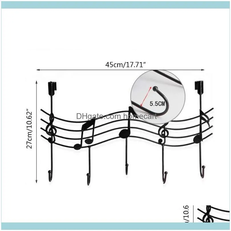 Wavy Musical Notes 5 Hooks Wall Mounted Coat Rack Clothes Door Hanger Elegant 11UA1