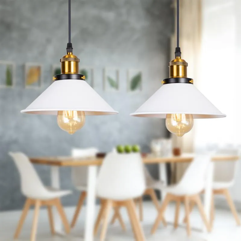 Pendant Lamps Whiet Color Industrial Lights Vintage Lamp Retro Hanging Lampshade Lighting Restaurant /Bar/Coffee Shop