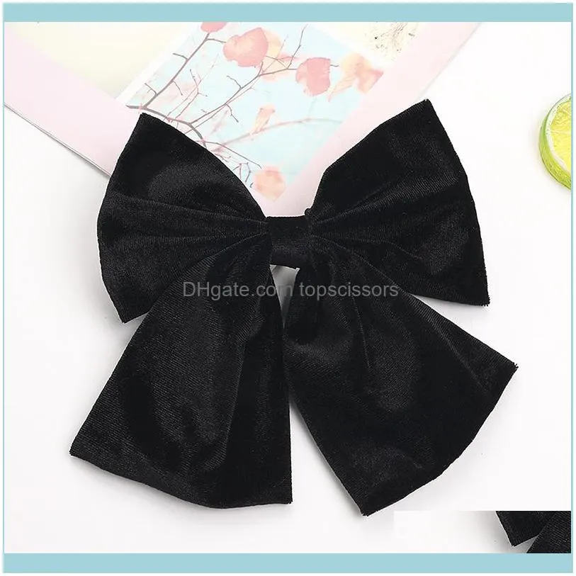 Velvet Double Layers Spring Hairpin Vintage Big Bow Kont Hair Clips Solid Color Flannel Accessories1
