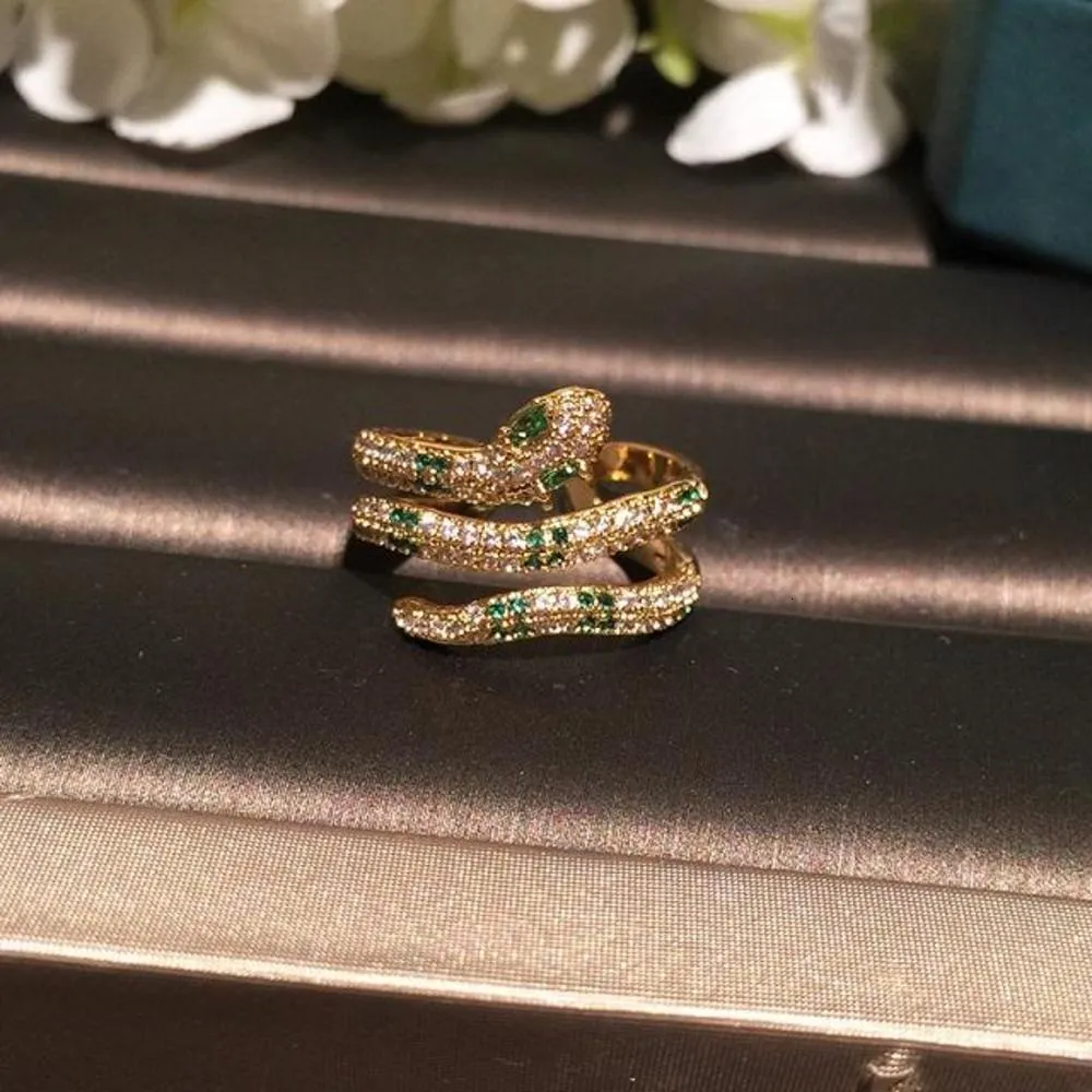 Geometric stylish animal snake rings fashion sparkling luxury designer diamond zirconia copper band ring for women girls open adjustable